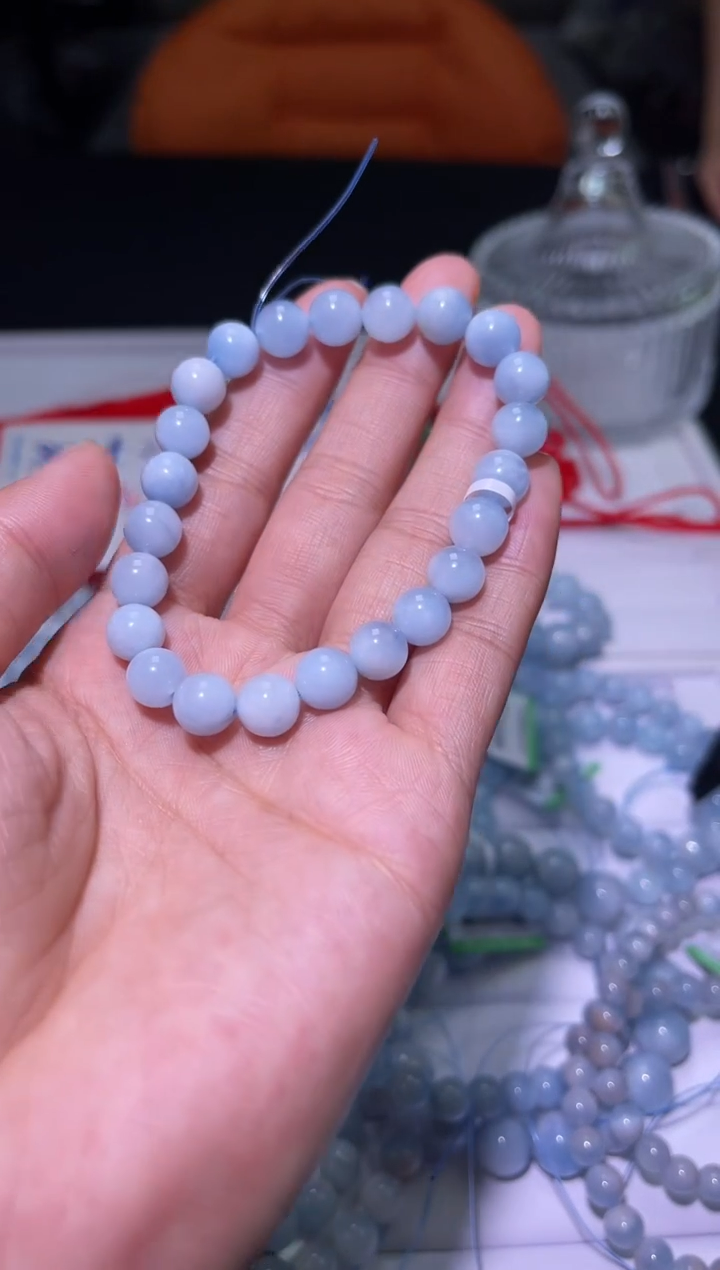 1海蓝宝石（处理）J024-8mm海蓝宝单圈-多样性发其一