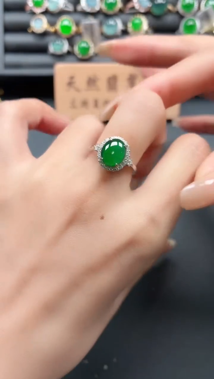 银S925镶嵌戒指翡翠1