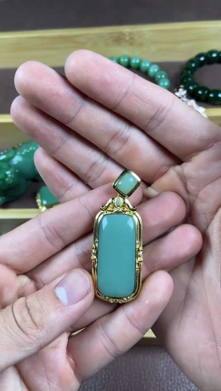 颈饰银S925镶嵌和田玉山*5