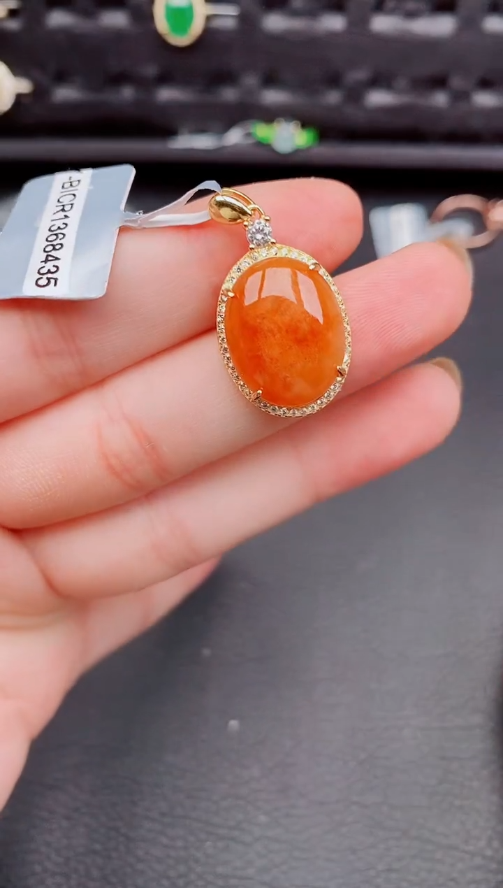 【闪购商品】翡翠颈饰银S925镶嵌天然a货翡翠386