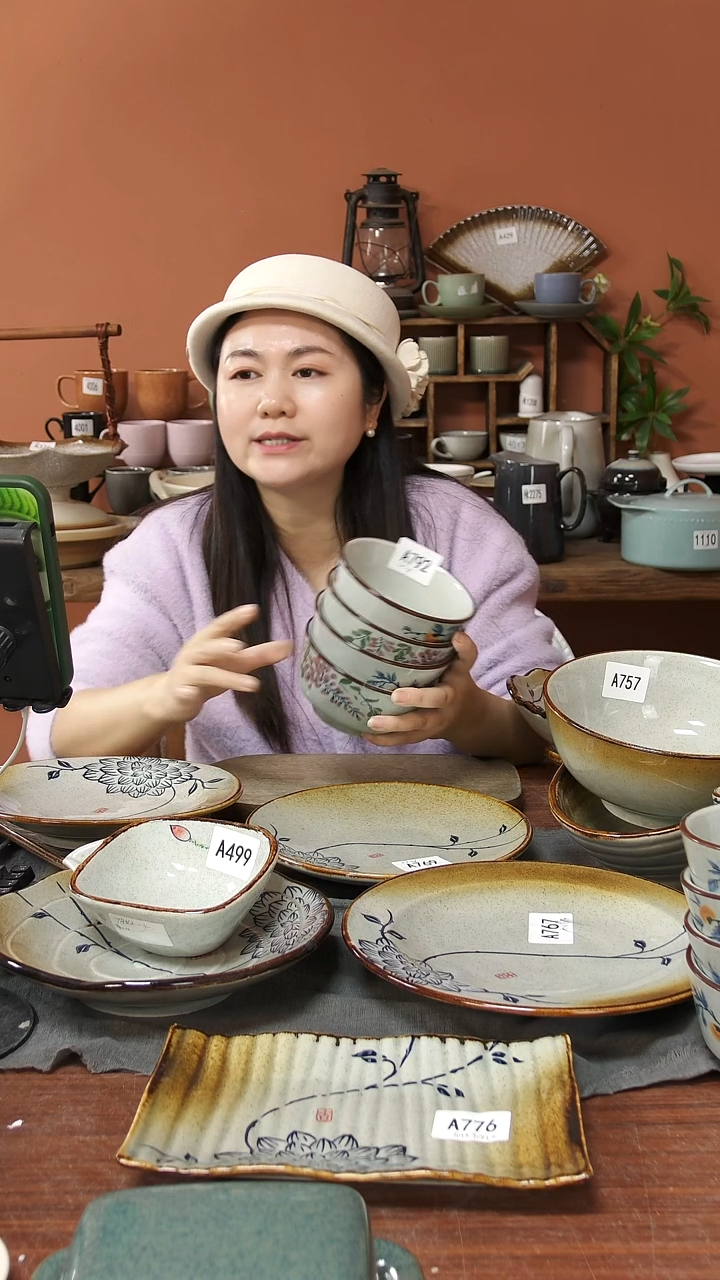 陶瓷A792陶瓷手绘柿子加紫藤花米饭碗4个瑕疵
