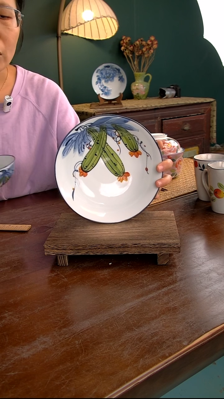 瓷片高白8英寸葫芦盘-丝瓜