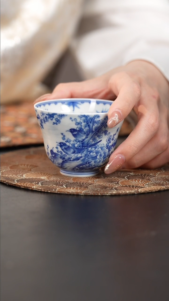 【闪购商品】杯看山柴窑青花喜上眉梢