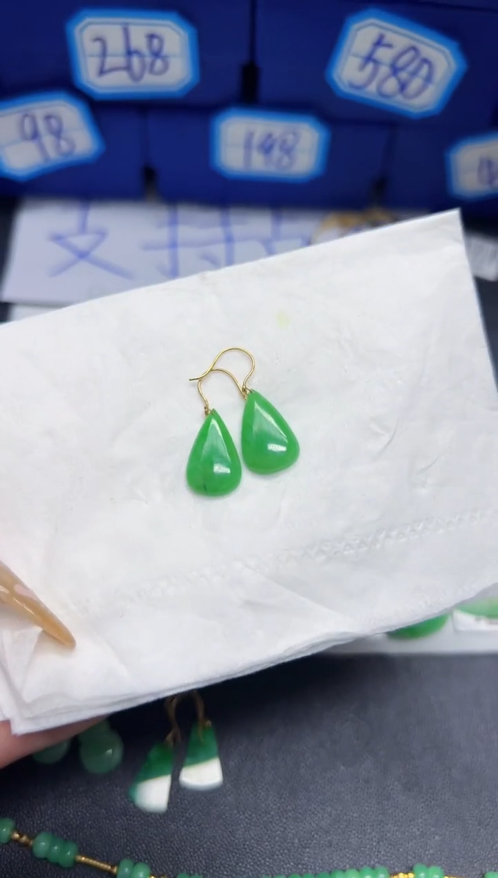 【闪购商品】翡翠耳饰18K金镶嵌Y缅料A货/多样性发货/一件