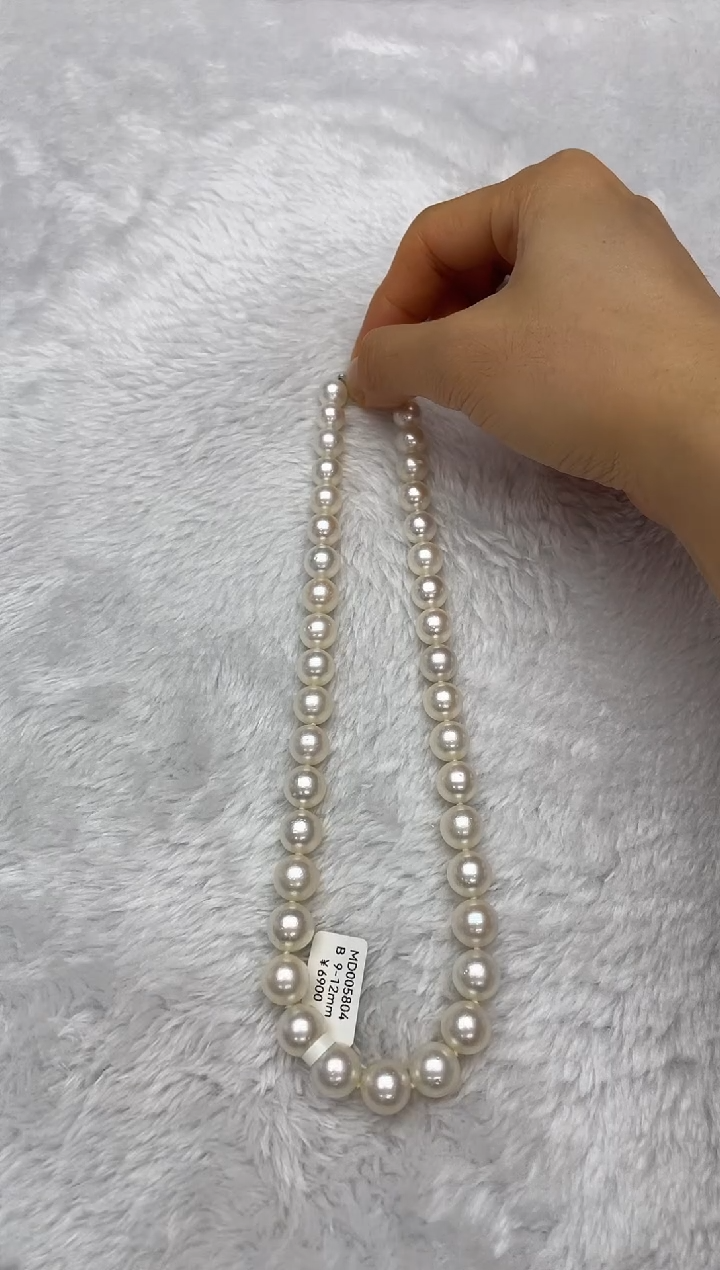 项链银S925镶嵌海水珍珠澳白9-12mm