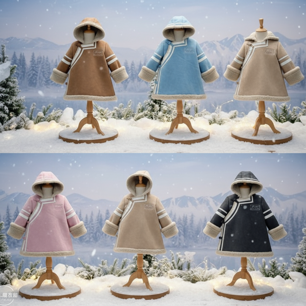 儿童人造皮磨砂一体绒#学业有成藏式小外套加绒加厚冬季时尚洋气