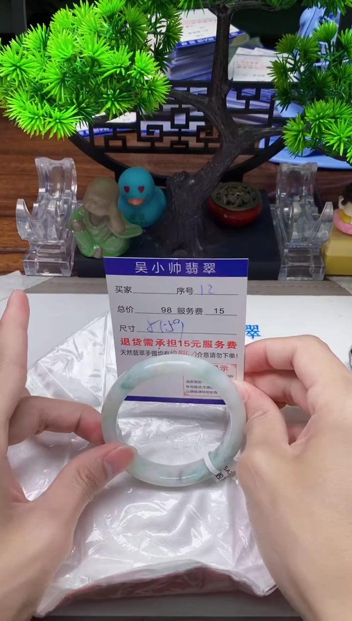 【闪购商品】翡翠手镯未镶嵌12天然A货翡翠需包容瑕疵，介意慎拍
