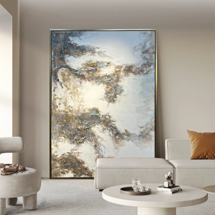 遇听《云里雾里》中式现代纯手绘油画【不包安装】【所有尺寸都属定制】