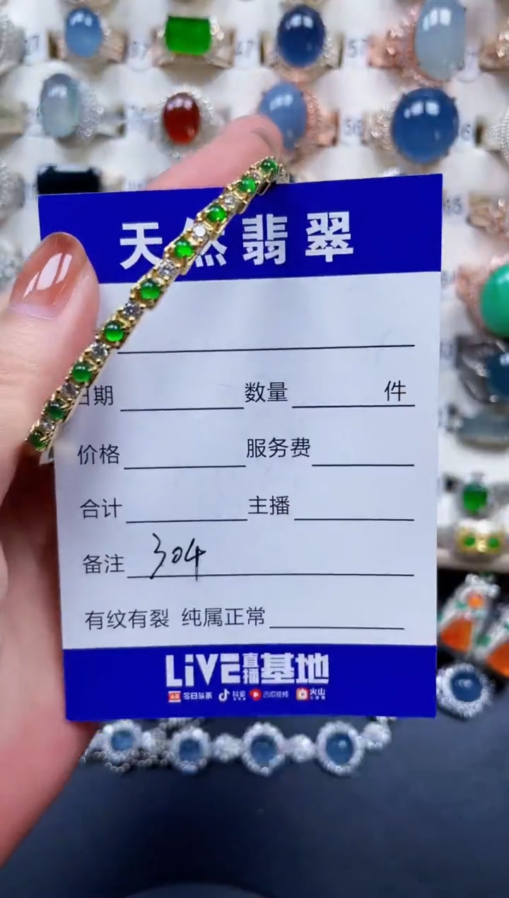 银S925镶嵌手镯翡翠304