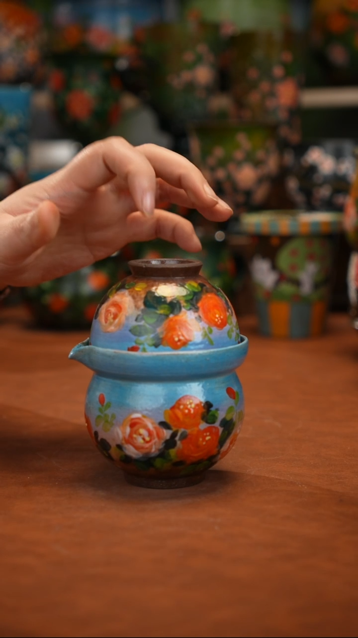 紫砂油画手绘釉下彩