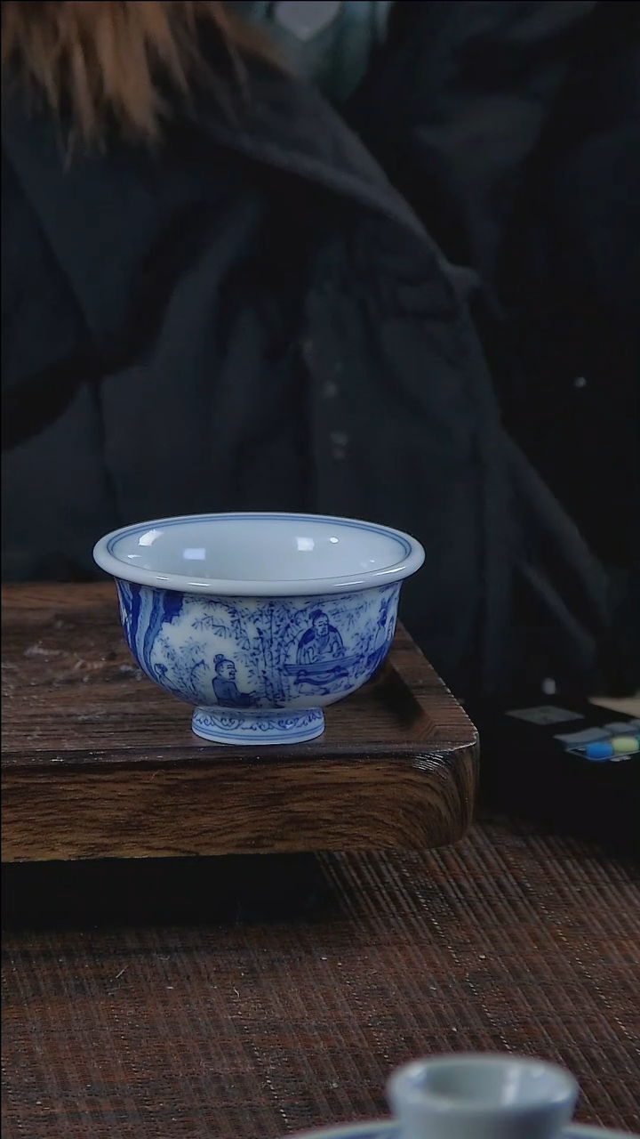 【闪购商品】折葵非器手工手绘竹林七贤小压手杯