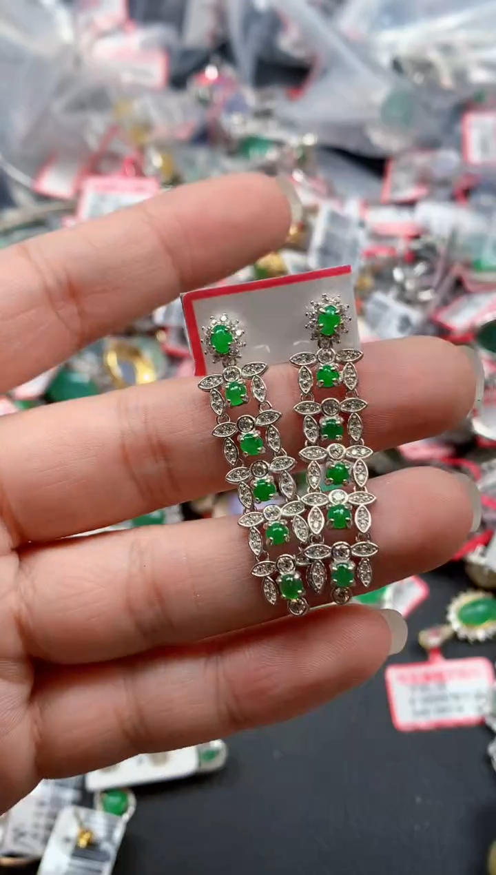 银S925镶嵌戒指翡翠天然A货缅甸翡翠