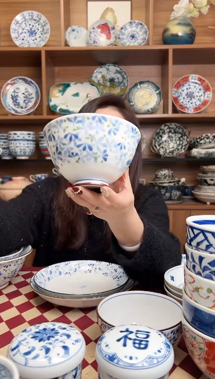 【闪购商品】瓷片光峰小蓝芽12cm高脚饭碗 