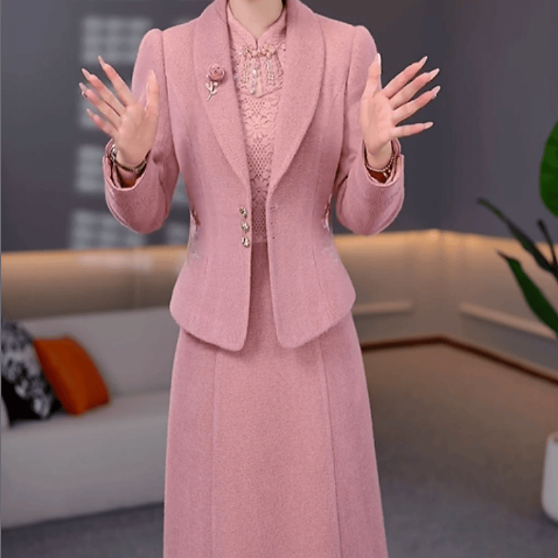  B209【外套+连衣裙】2025秋季新款高贵优雅气质温柔新中式套装裙