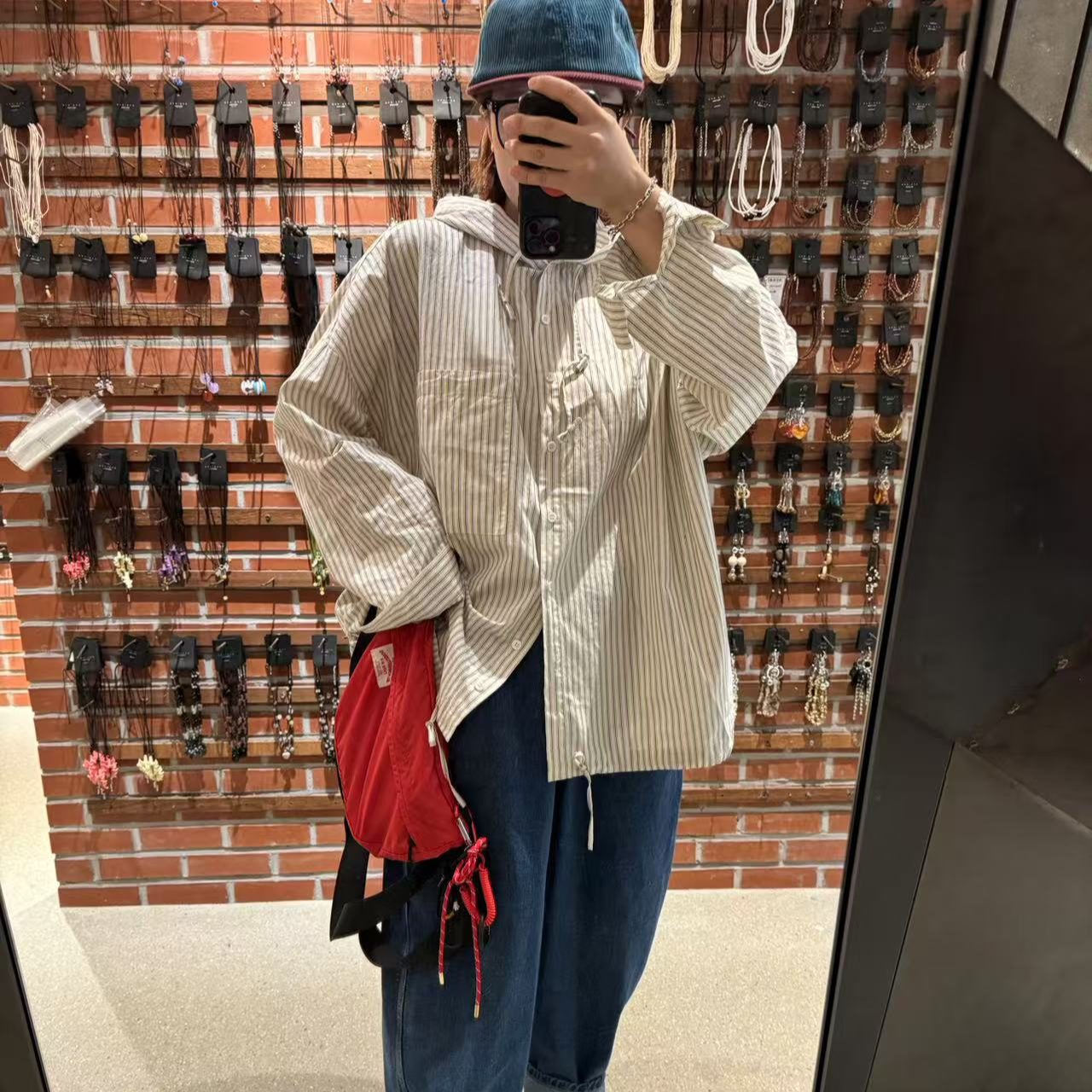 韩国正品定制棉麻帽子衬衫【no退no换】胸围154衣长70