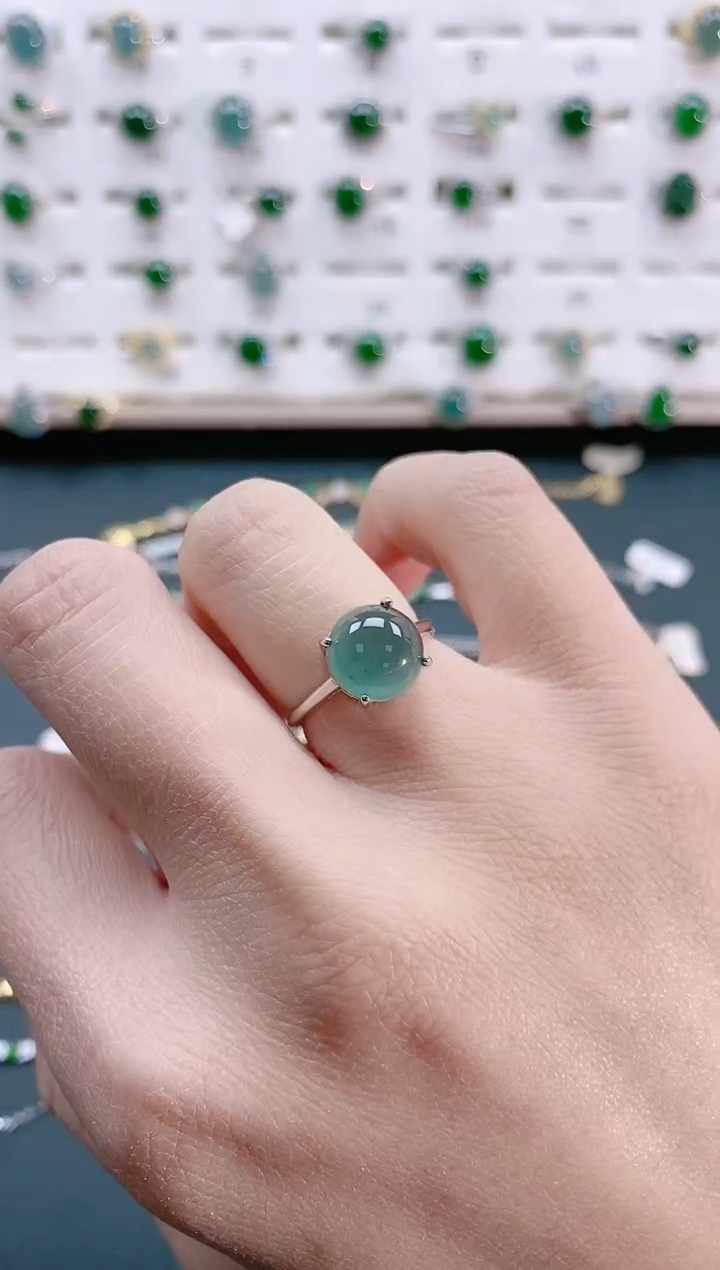 【闪购商品】翡翠戒指银S925镶嵌天然翡翠