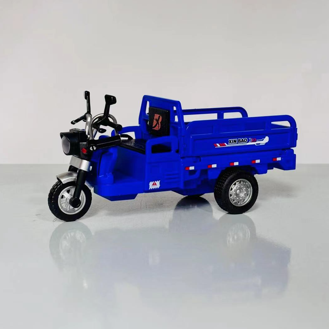 新款合金声光三轮车带回力玩具