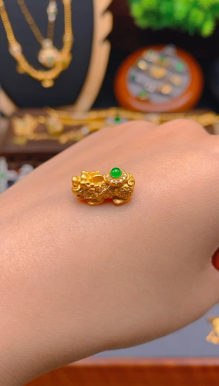 翡翠银S925镶嵌吊坠(不含链)貔貅