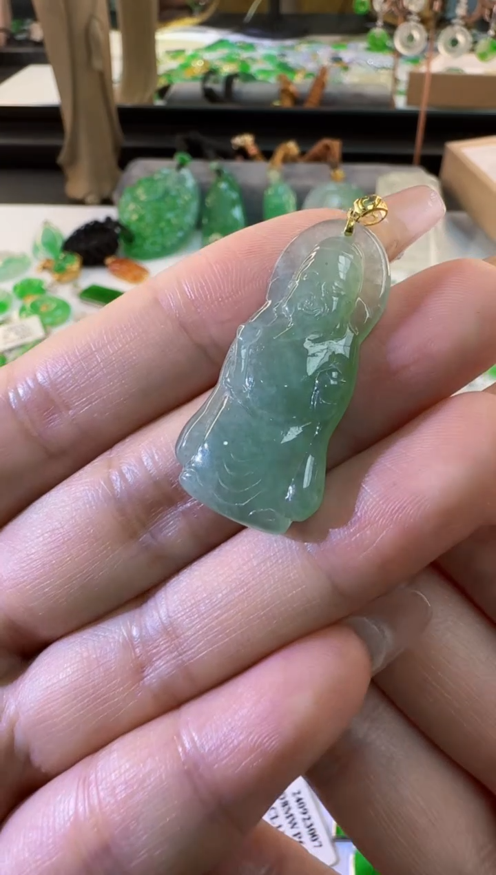 【闪购商品】翡翠颈饰18K金镶嵌缅甸翡翠A货挂件