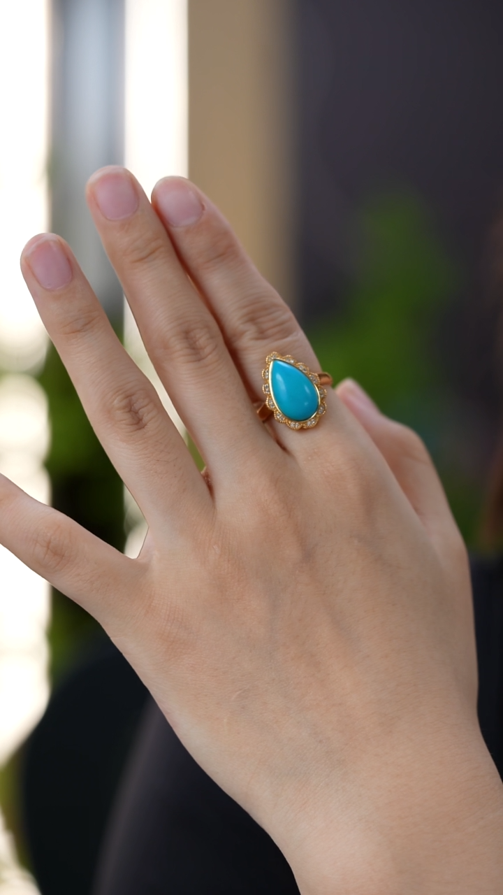 银S925镀金镶嵌绿松石戒指秒拍号19