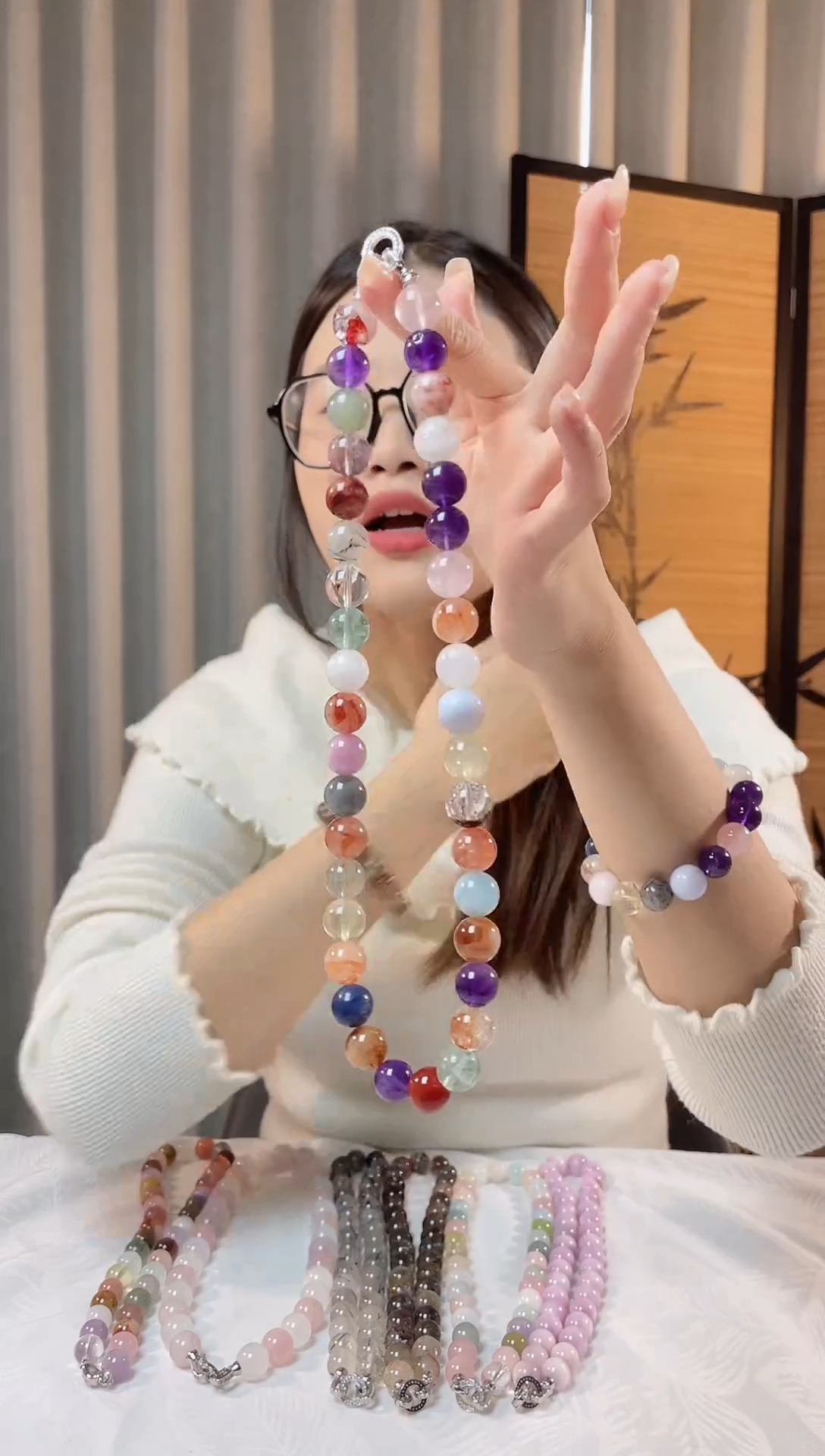 未镶嵌手串水晶韦雪同款多宝项链