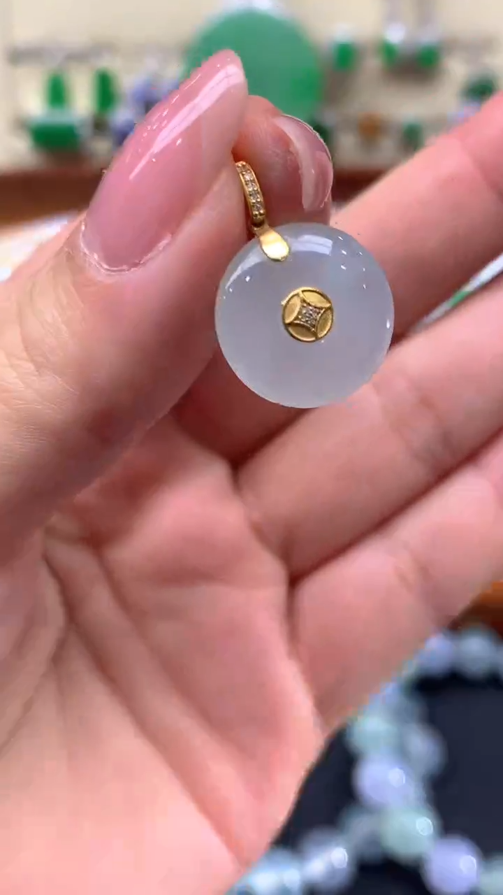 【闪购商品】翡翠颈饰18K金镶嵌1-天然翡翠