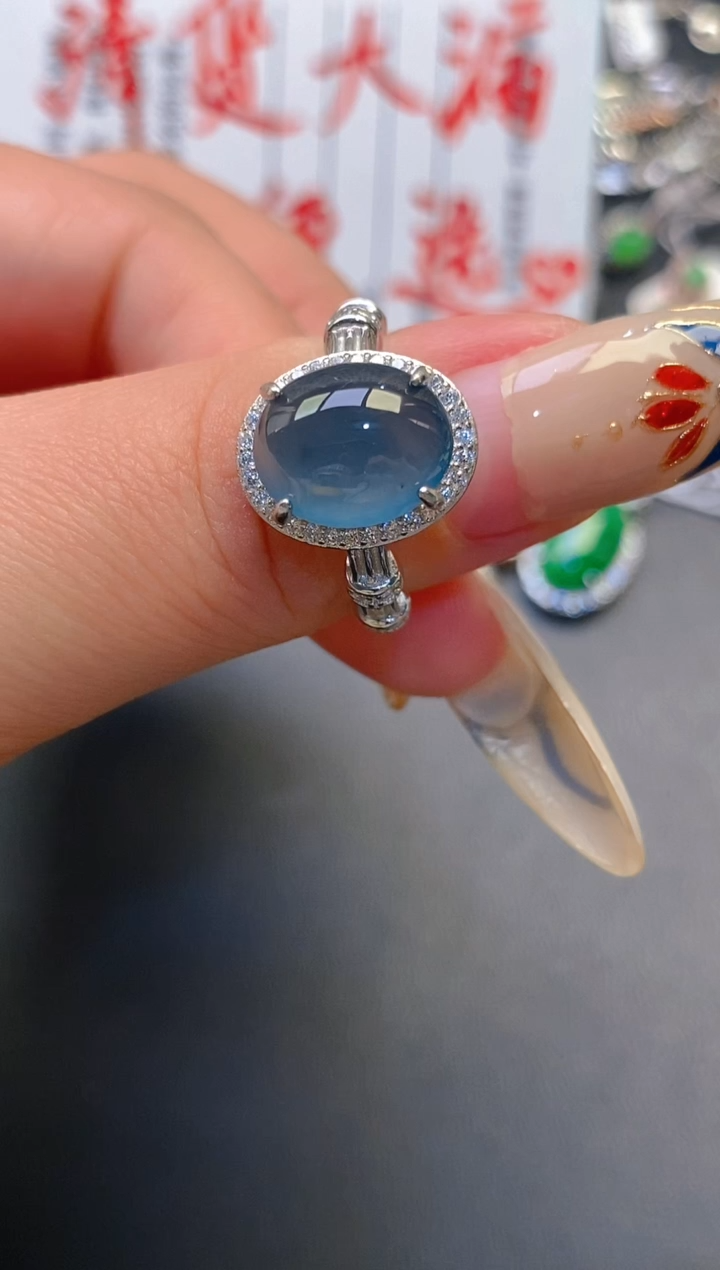 【闪购商品】翡翠耳饰银S925镶嵌天然A货翡翠1