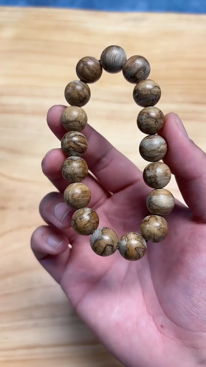 【闪购商品】沉香吊坠天然野马泥涝虎斑纹1.3单圈11g+