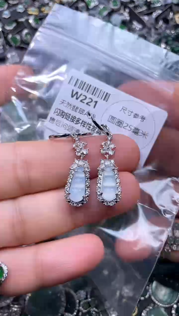 【闪购商品】翡翠颈饰未镶嵌W221耳扣