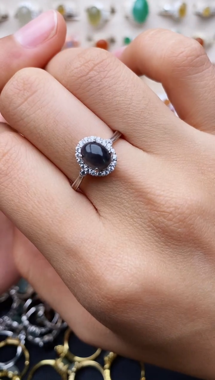 【闪购商品】翡翠戒指银S925镶嵌缅甸翡翠