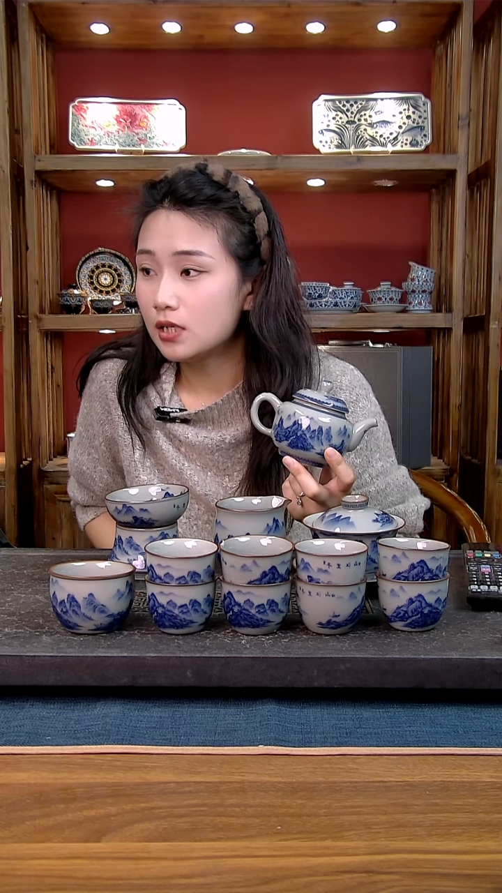 李***?简装家用款13件套 老陶泥开片纹陶瓷茶具