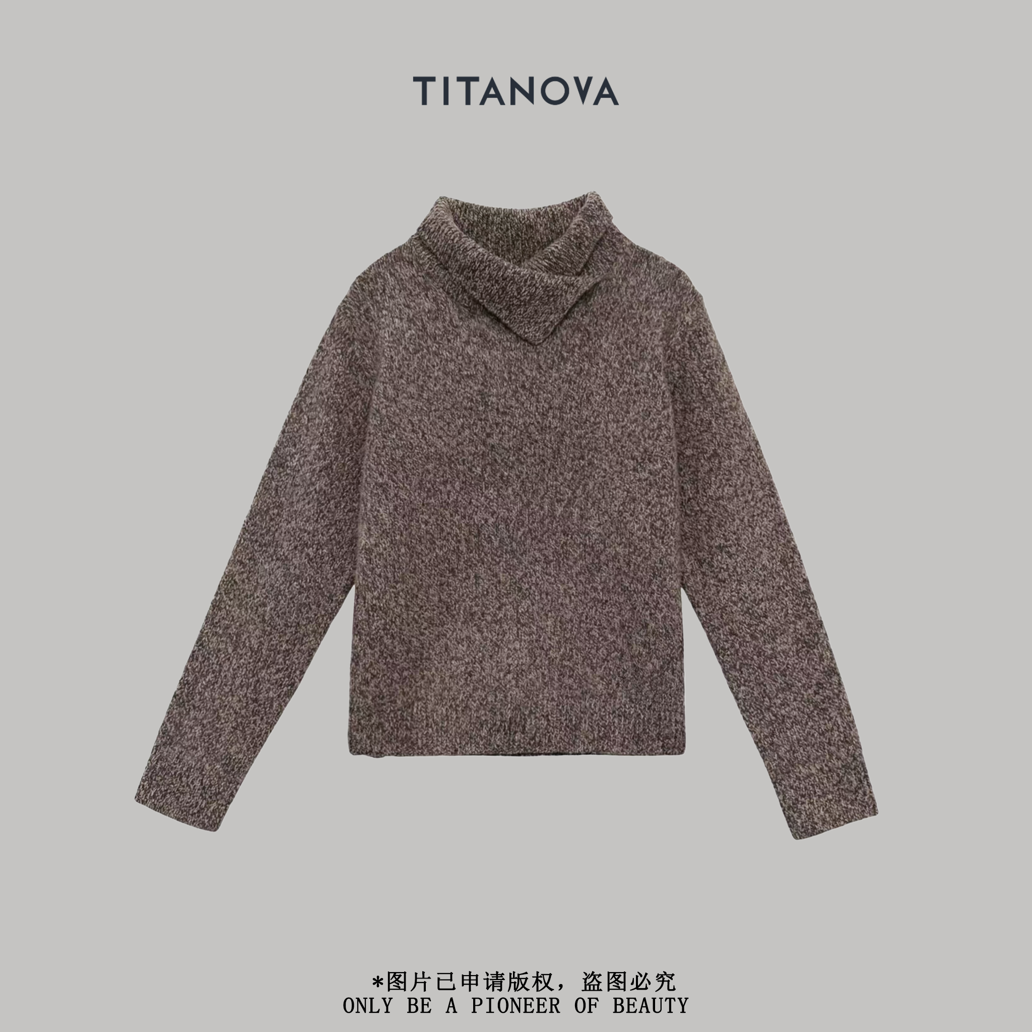 【宁不凡】花瓣领|100绵羊毛3股加厚高领花纱毛衣N5MY1203Q