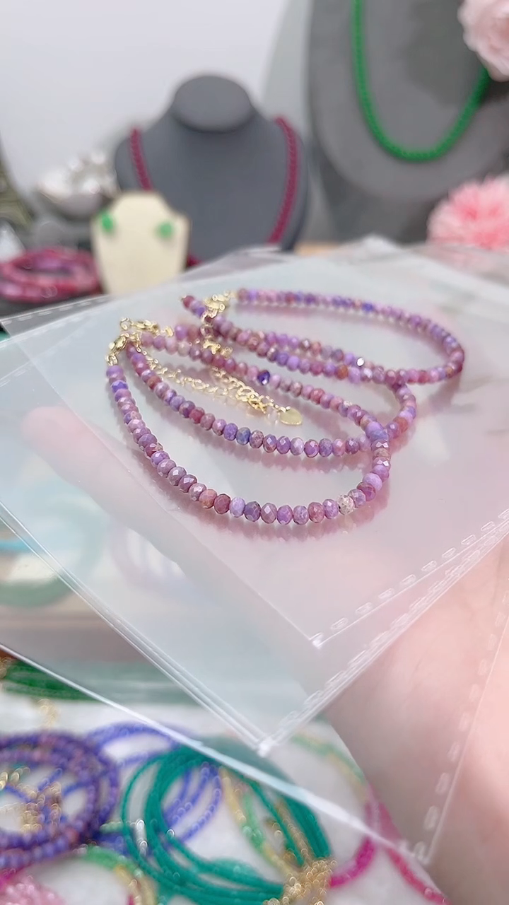 苏纪石（舒俱来）银S925镶嵌手链粉紫49