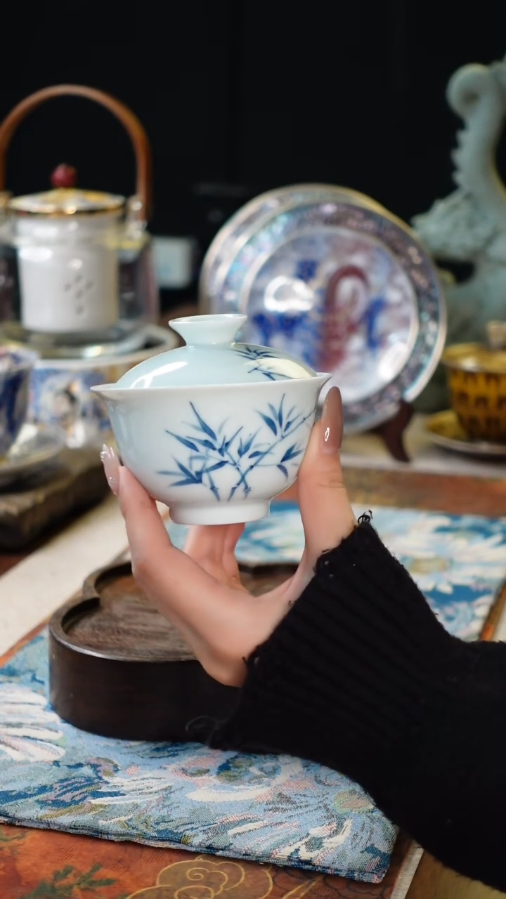 【闪购商品】影青竹盖碗福利福利