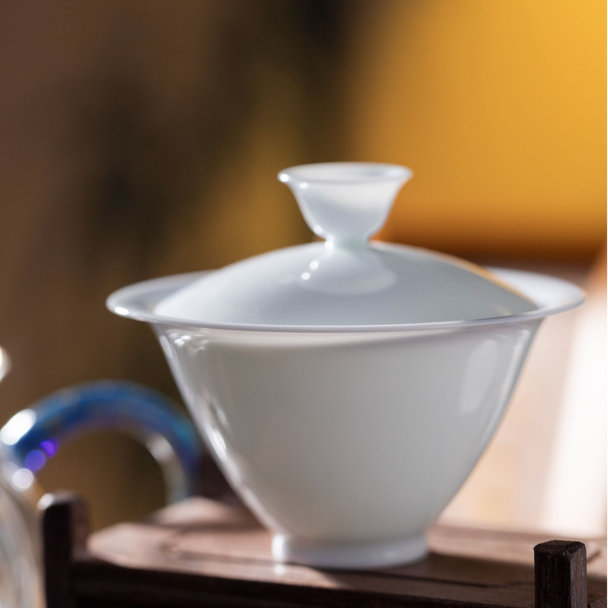 熊友根窑家用白瓷茶具盖碗纯手工景德镇陶瓷纯白超薄胎盖碗茶杯