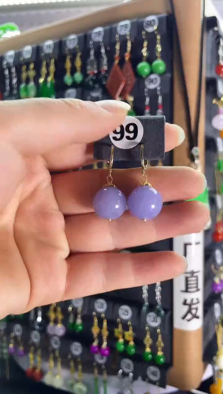 【闪购商品】翡翠耳饰银S925镶嵌99....