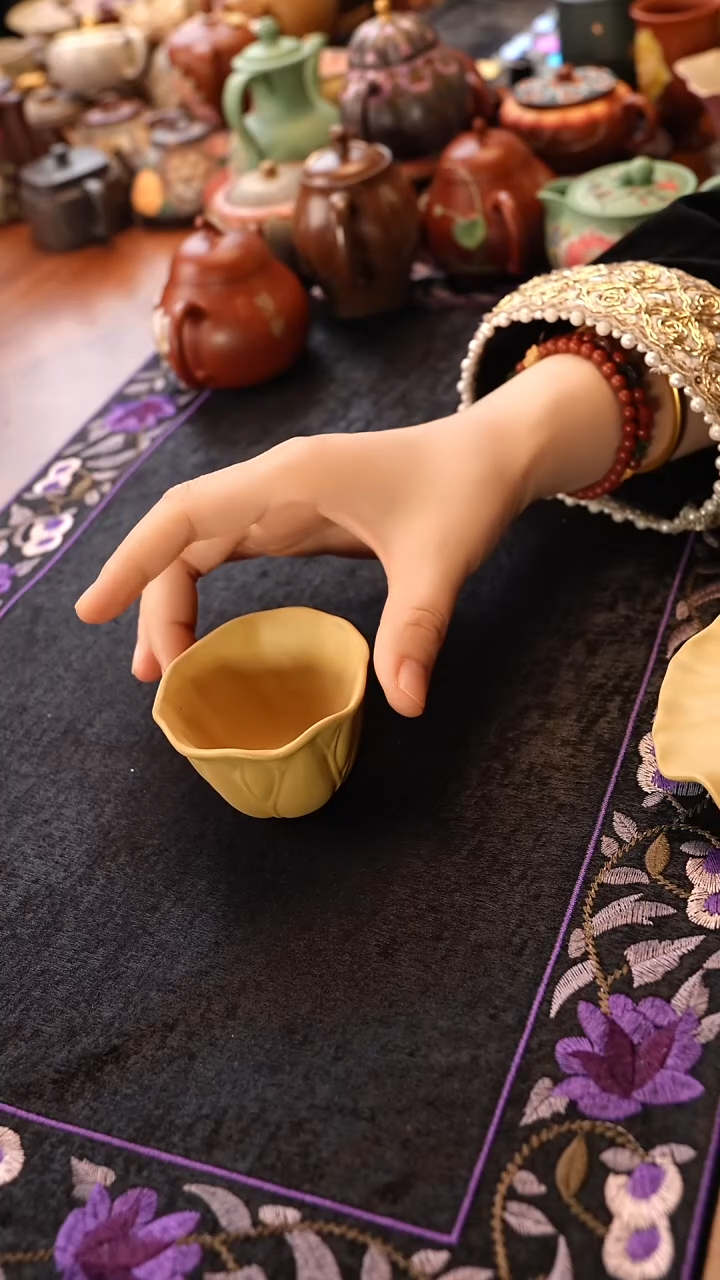 茶壶紫砂段泥荷叶杯子