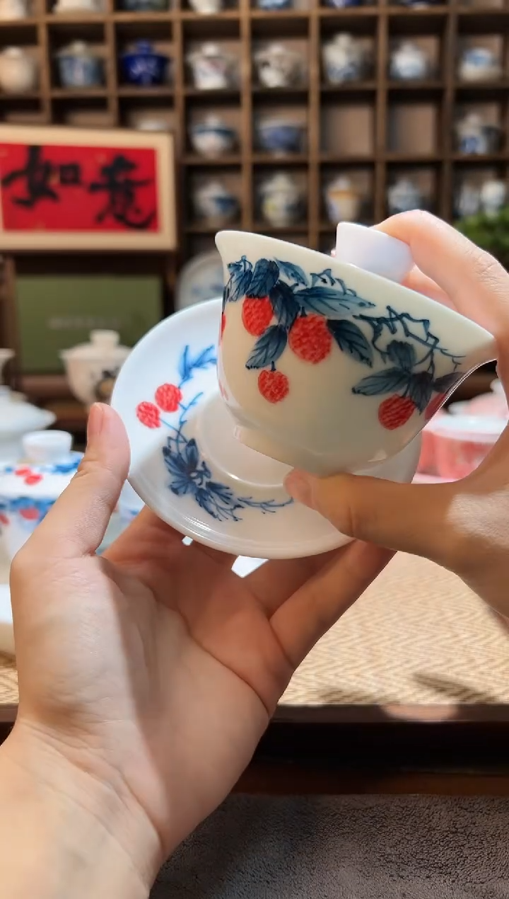 【闪购商品】手绘荔枝大三才盖碗