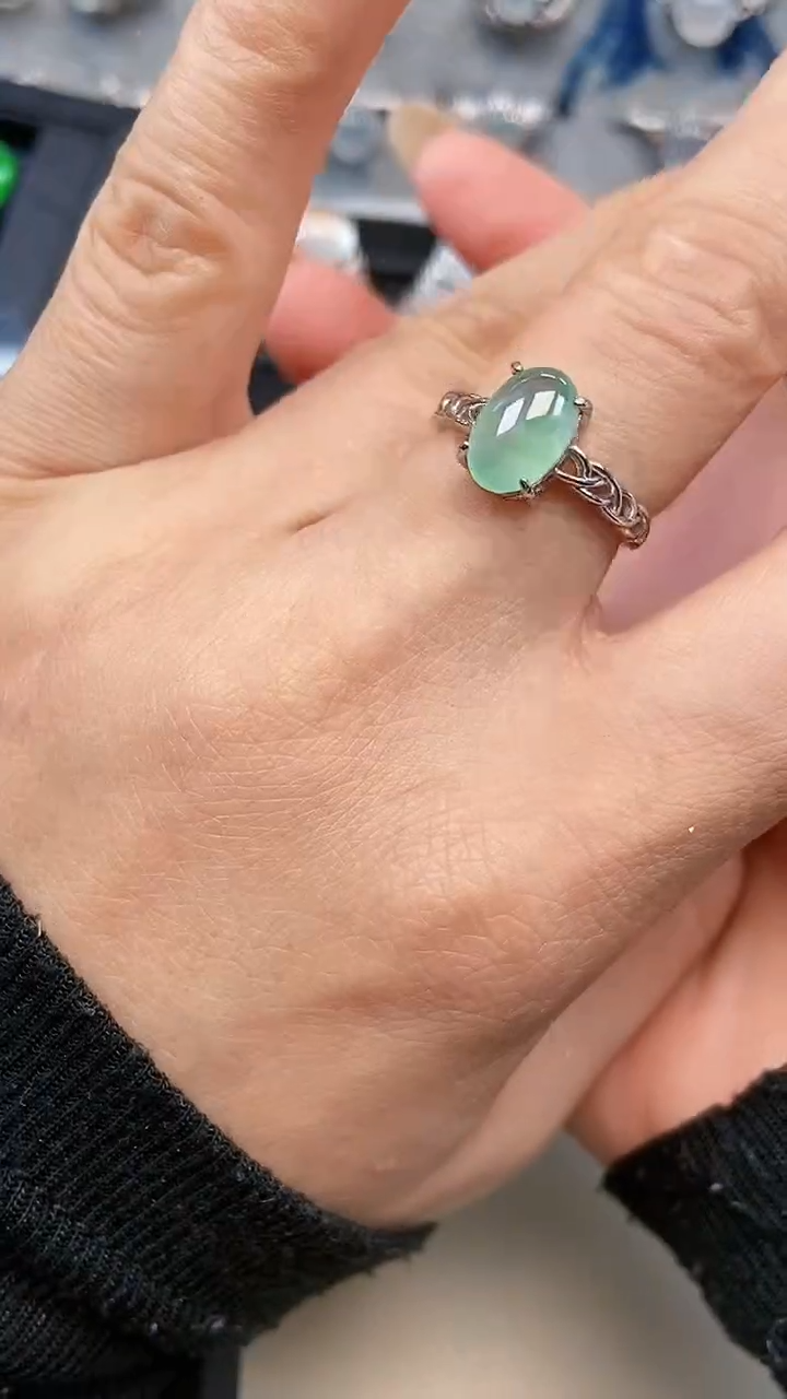 银S925镶嵌戒指翡翠6885