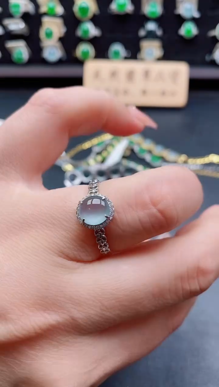 银S925镶嵌戒指翡翠1