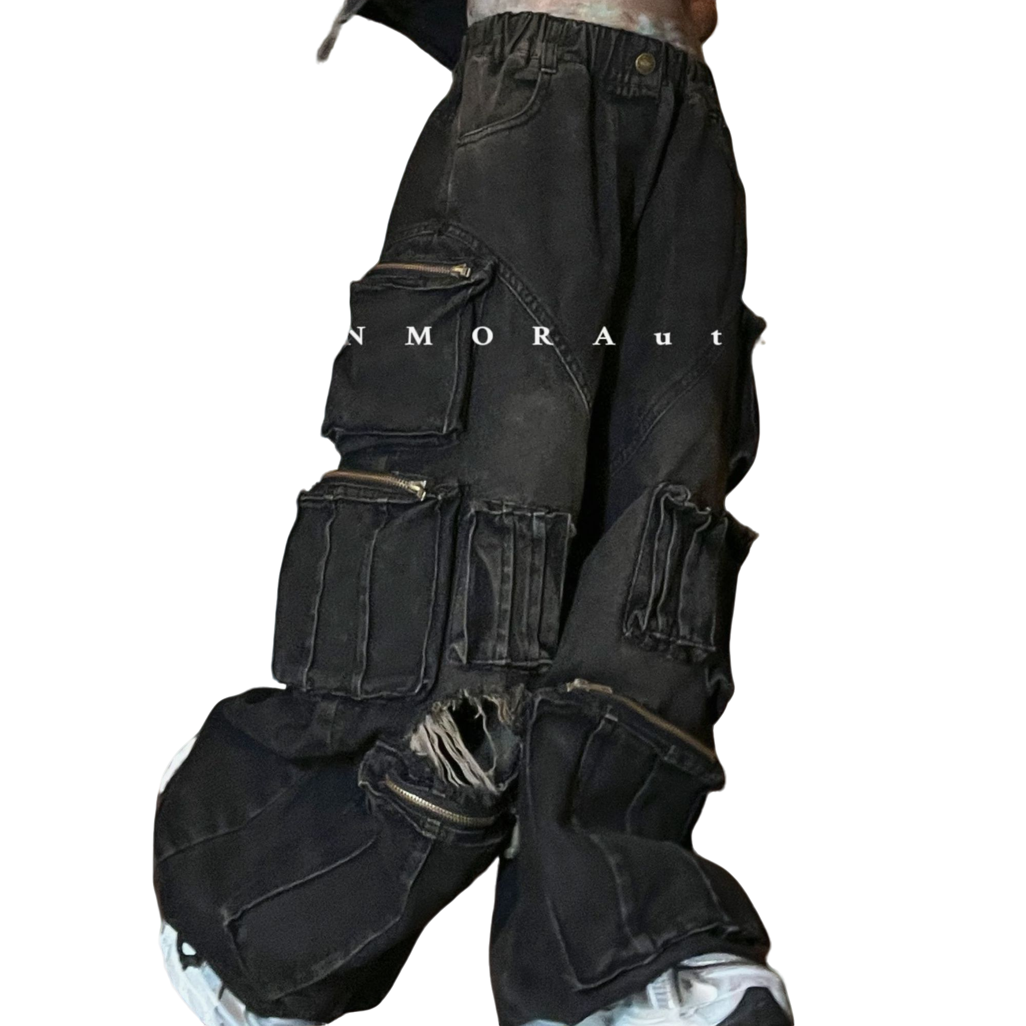 SINMOR破坏做旧多口袋破洞牛仔裤设计感亲子