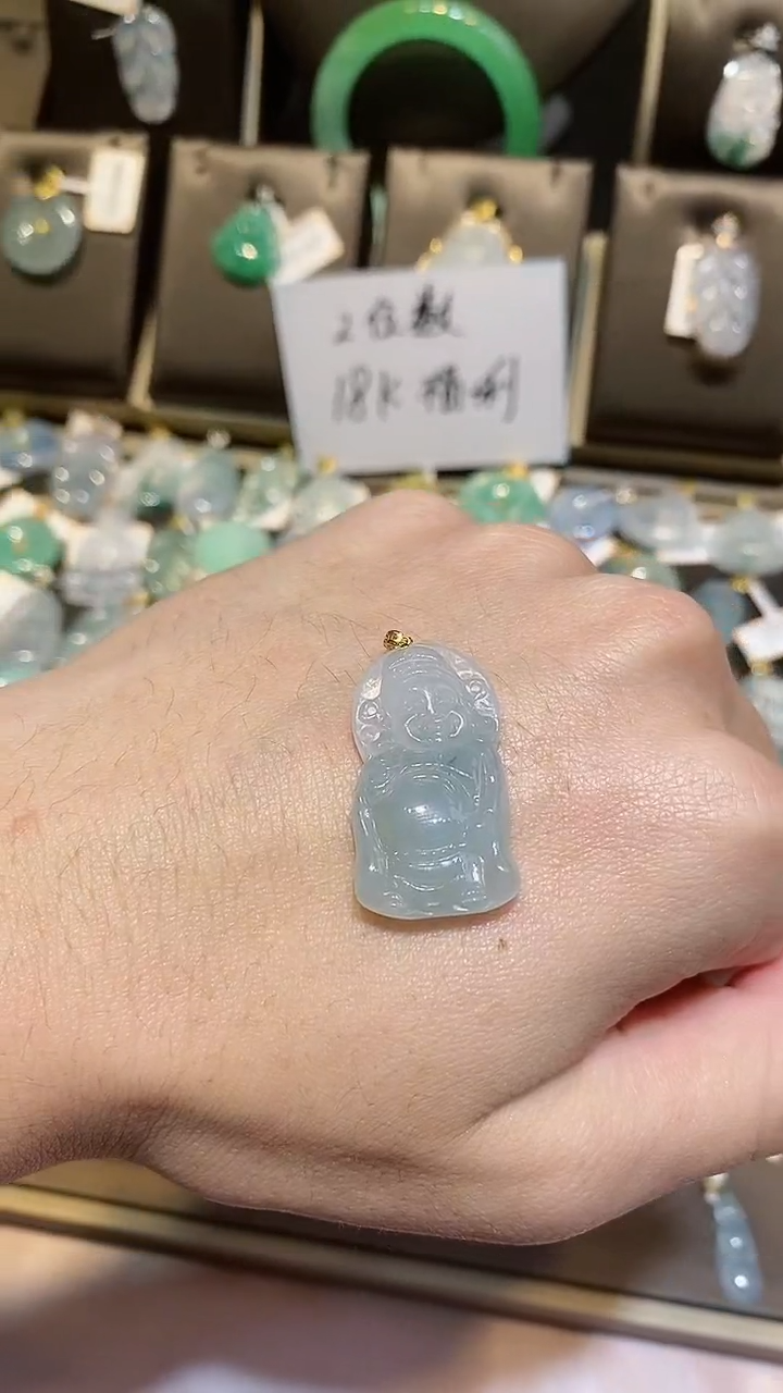 【闪购商品】翡翠颈饰18K金镶嵌天然A货翡翠一件