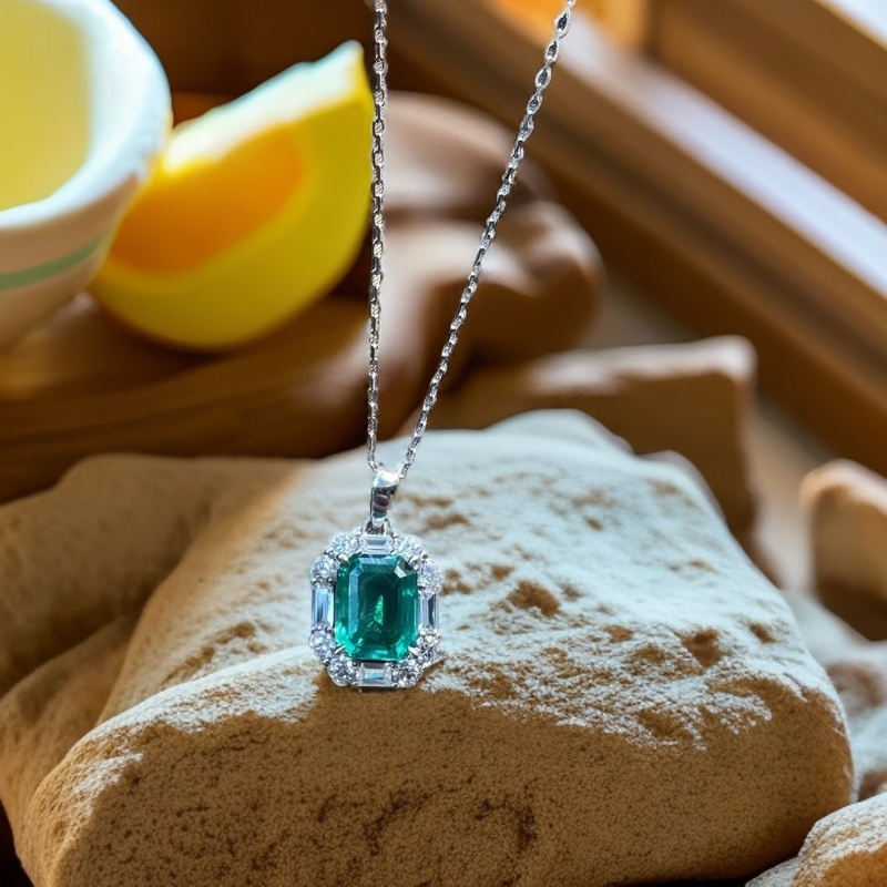 培育祖母绿哥伦比亚木作绿培育祖母绿吊坠项链