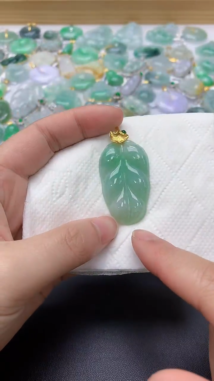 颈饰银S925镀金镶嵌翡翠天然缅甸翡翠A货百元以上9元证书费自理