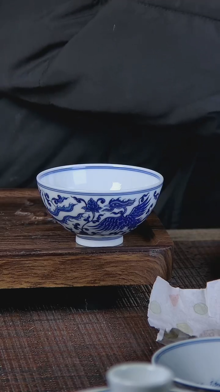 【闪购商品】折葵非器手工手绘缠枝双凤鸡心杯