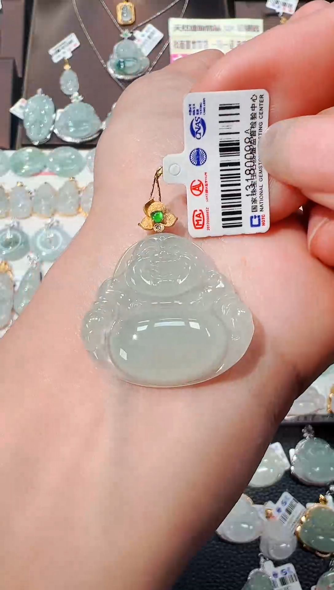 【闪购商品】翡翠吊坠(不含链)18K金镶嵌佛公吊坠98A