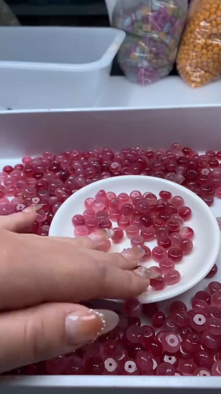 颈饰未镶嵌水晶W3344卢比莱粉碧玺算盘10*6mm*10颗