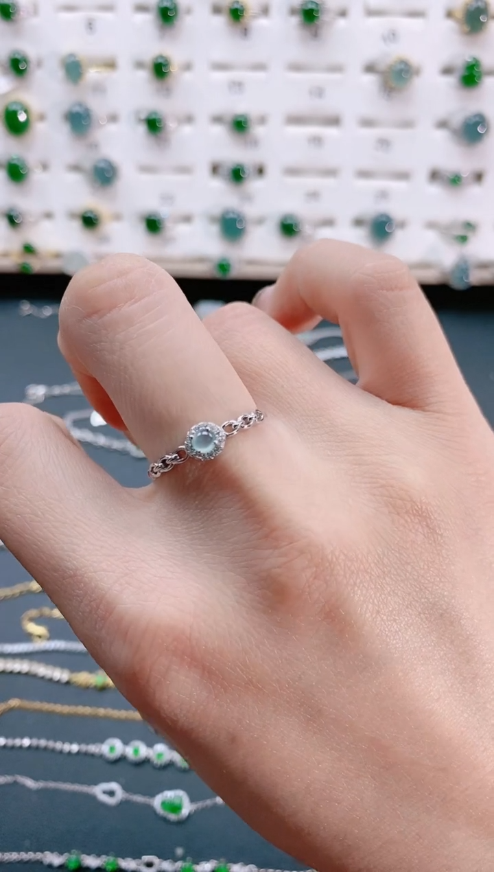 【闪购商品】翡翠戒指银S925镶嵌天然翡翠