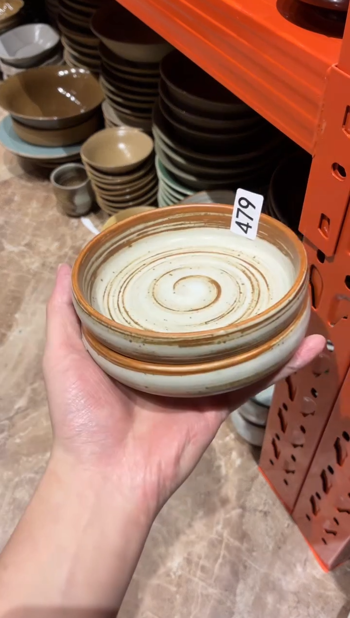 瓷片汐479手刷木纹小料碟2个