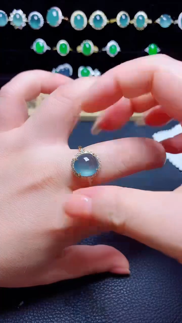 翡翠戒指银S925镶嵌天然翡翠A货s925银镶